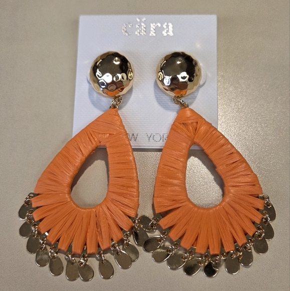 Caraa Orange and Gold Statement Earrings - Picture 1 of 3